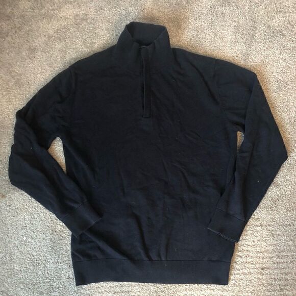 5/$15 SALE FRENCH CONNECTION Quarter Zip Utility Blue Sweater Large - Picture 16 of 16